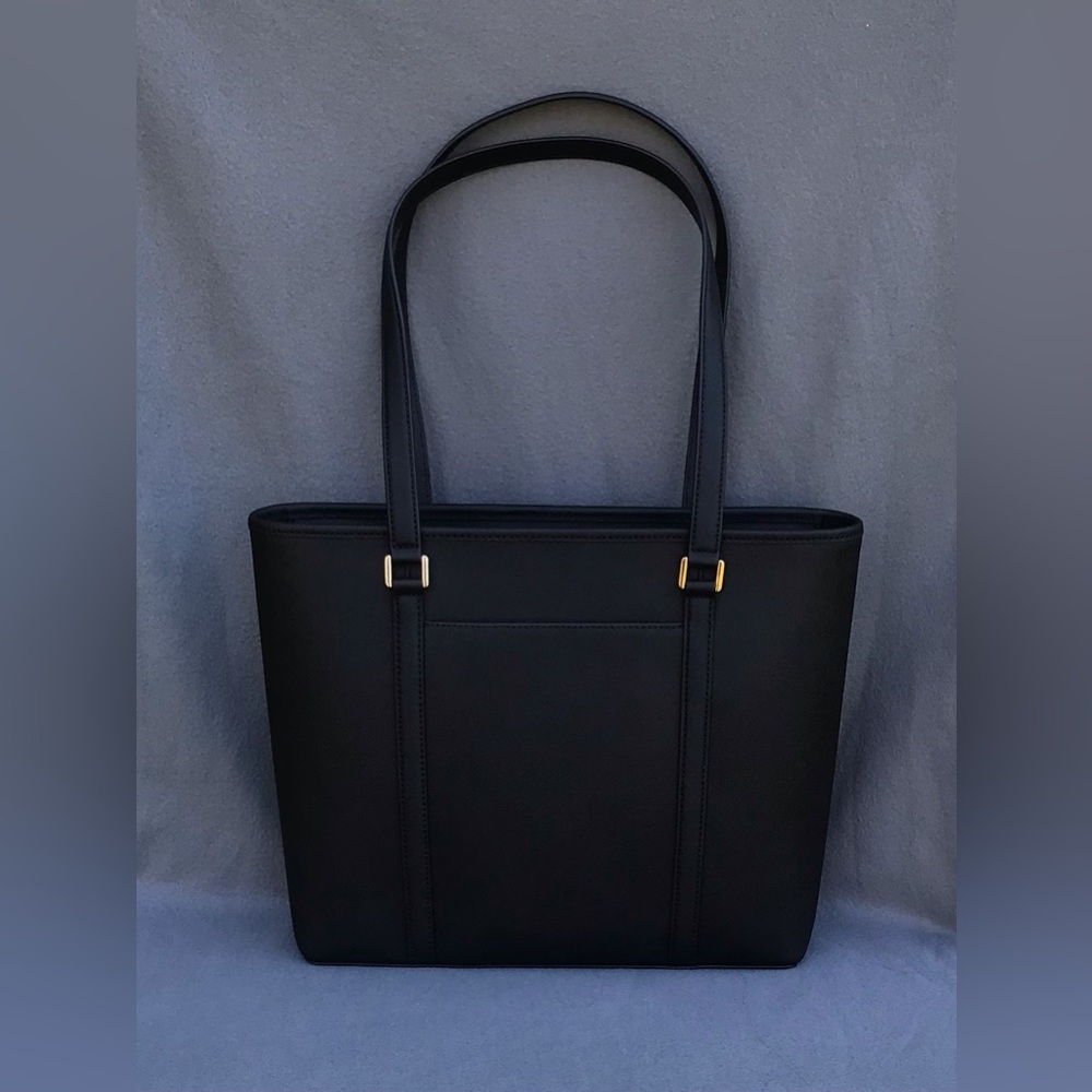 NWT Michael Kors Black Leather Tote Bag - Picture 3 of 16